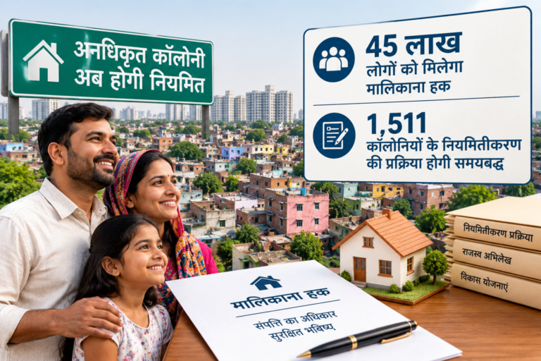 अनधिकृत कॉलोनियों के 45 लाख लोगों को मिलेगा मालिकाना हक, 1,511 कॉलोनियों के नियमितीकरण की प्रक्रिया होगी समयबद्ध