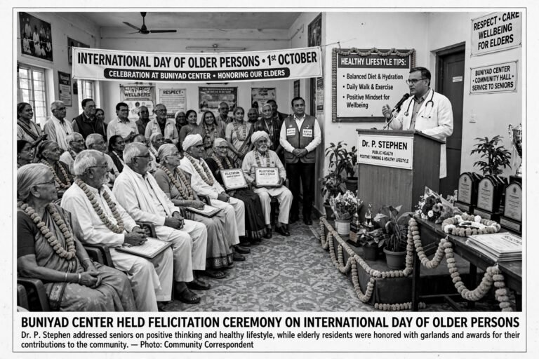 अंतरराष्ट्रीय वृद्धजन दिवस पर बुनियाद केंद्र में बुजुर्गों का सम्मान